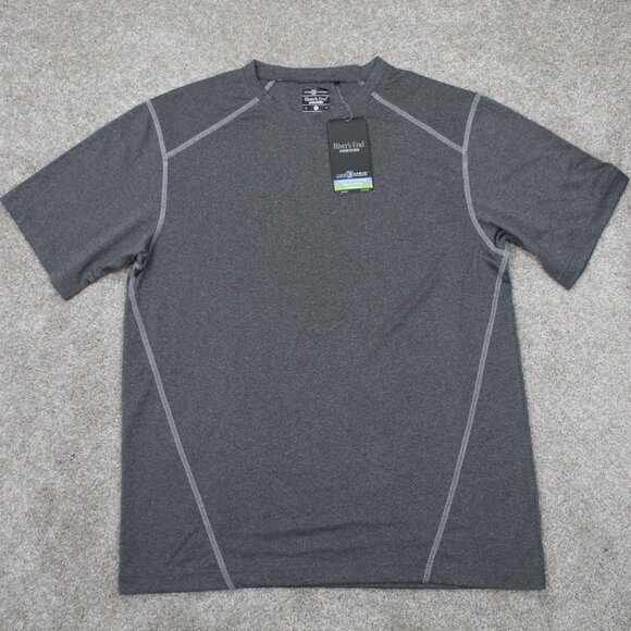 River's End Sports Shirt NWT Adult Medium Gray Cool Matrix Short Sleeve Pullover - Picture 1 of 14